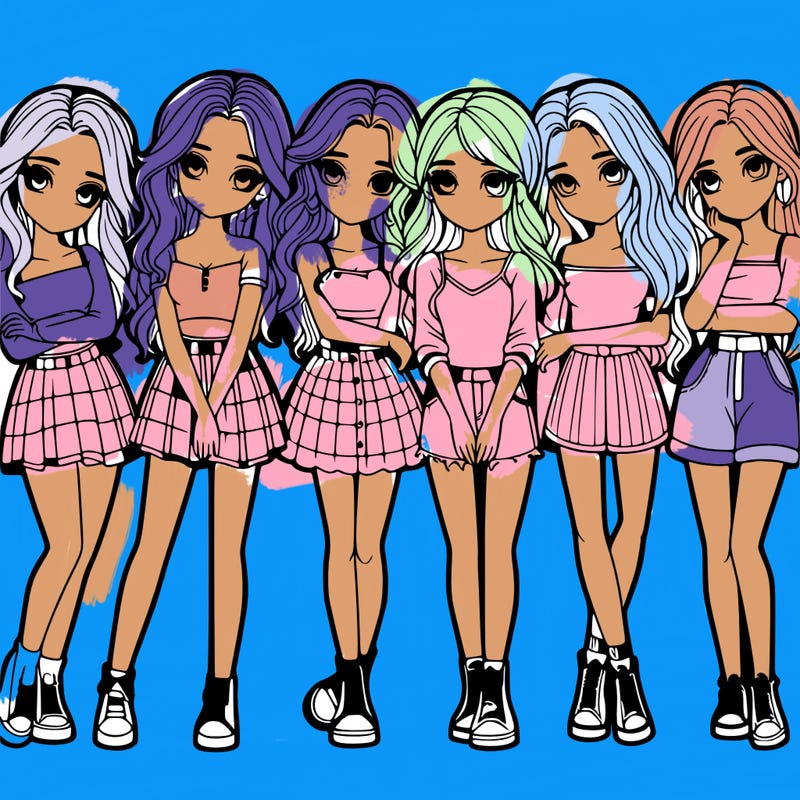 a group of girls realistic