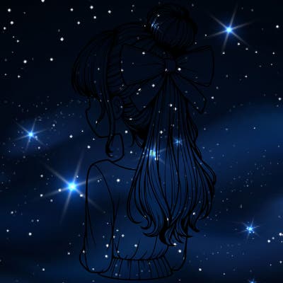 realistic girl  with hip length hair a bun and a big bow on the back of head