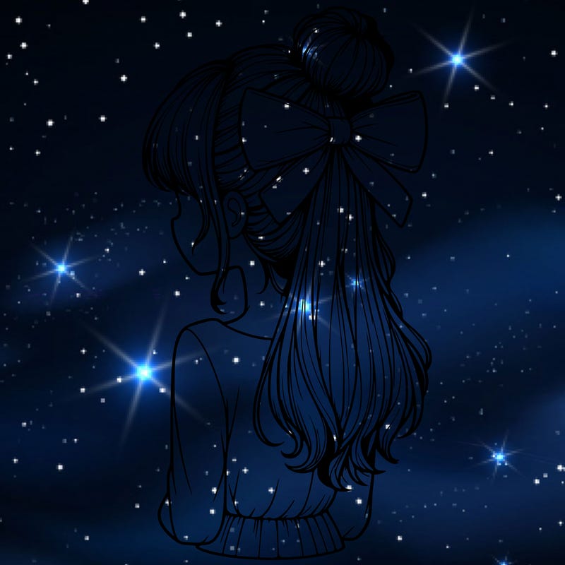 realistic girl  with hip length hair a bun and a big bow on the back of head