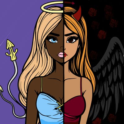 devil vs angel realistic girl