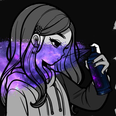 a realistic girl spray painting