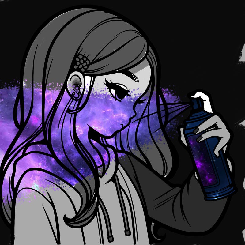 a realistic girl spray painting