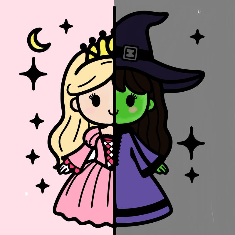 split princess and witch