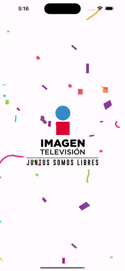 Imagen Television app splash screen with logo and the slogan Juntos Somos Libres
