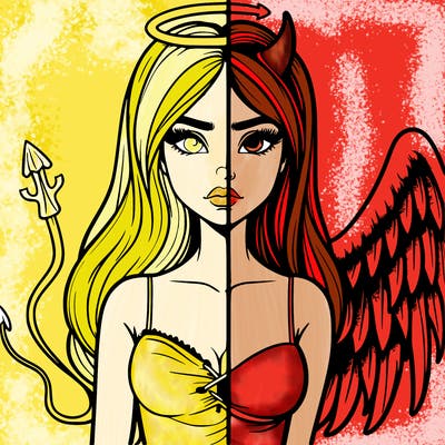 devil vs angel realistic girl