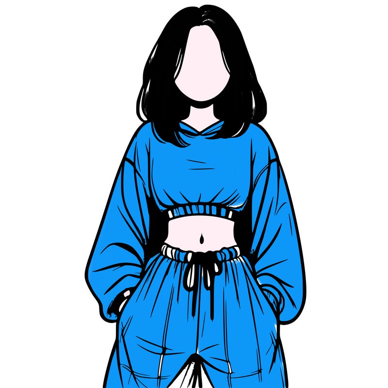 realistic girl faceless with baggy pants and a crop top