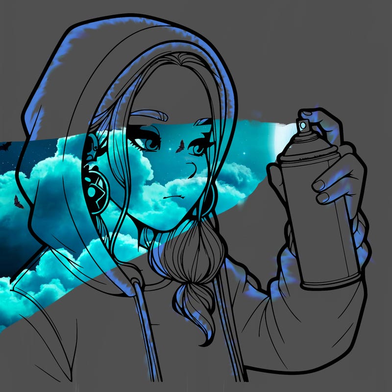 a realistic girl, spray painting