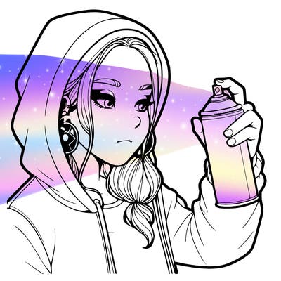 a realistic girl, spray painting