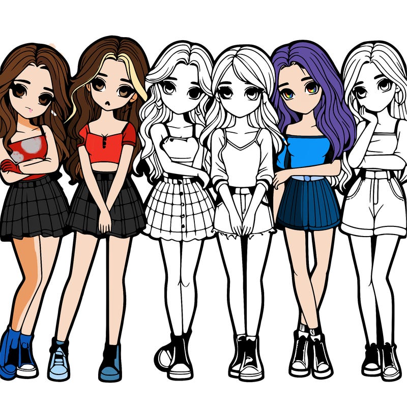 a group of girls realistic
