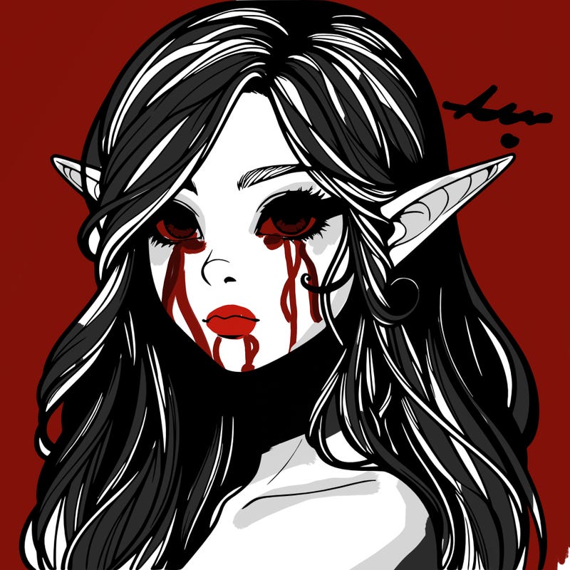 elf girl realistic dark fantasy