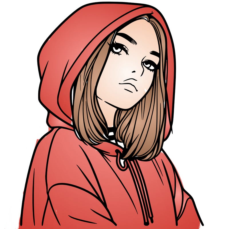 a realistic girl in a hoodie