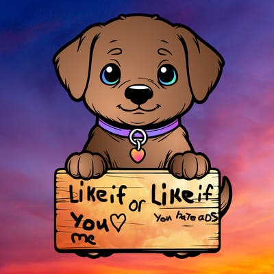 realistic puppy holding sign