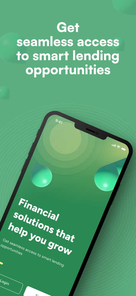 SeedFi - SeedFi mobile app welcome screen displaying smart lending opportunities and financial growth solutions.