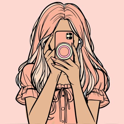 a realistic girl holding her phone taking pictures