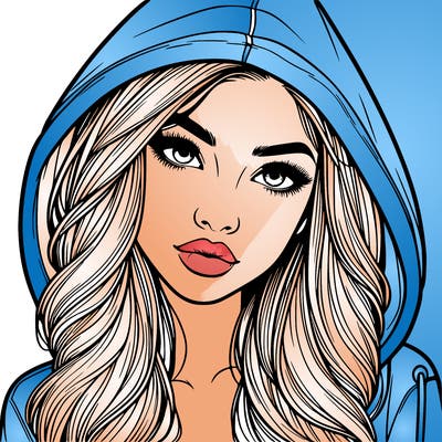 realistic beautiful girl with a hood on