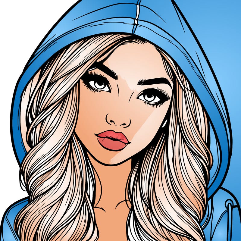 realistic beautiful girl with a hood on