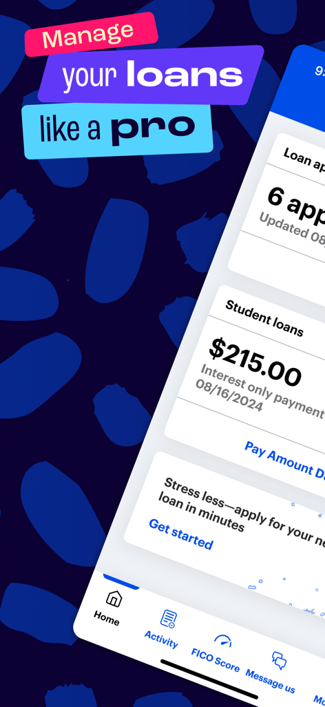 Sallie Mae - Sallie Mae mobile app dashboard showing a student loan balance and the option to make a payment