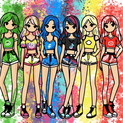 a group of girls wearing crop tops and shorts