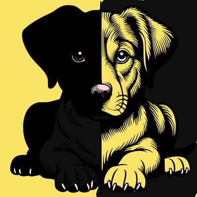 realistic dog split picture