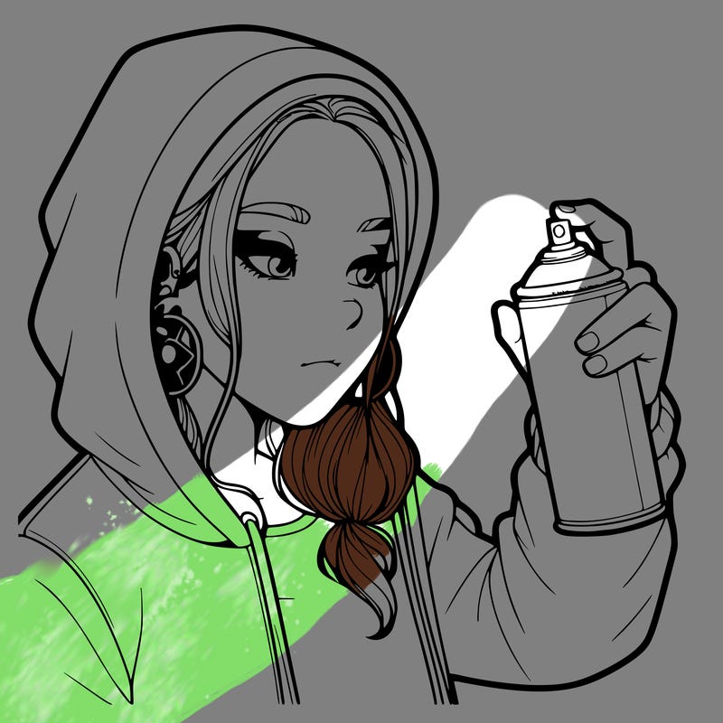 a realistic girl, spray painting