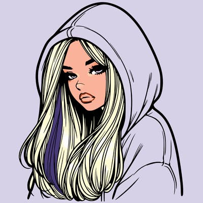 realistic girl in a over sized hoodie and her hair down