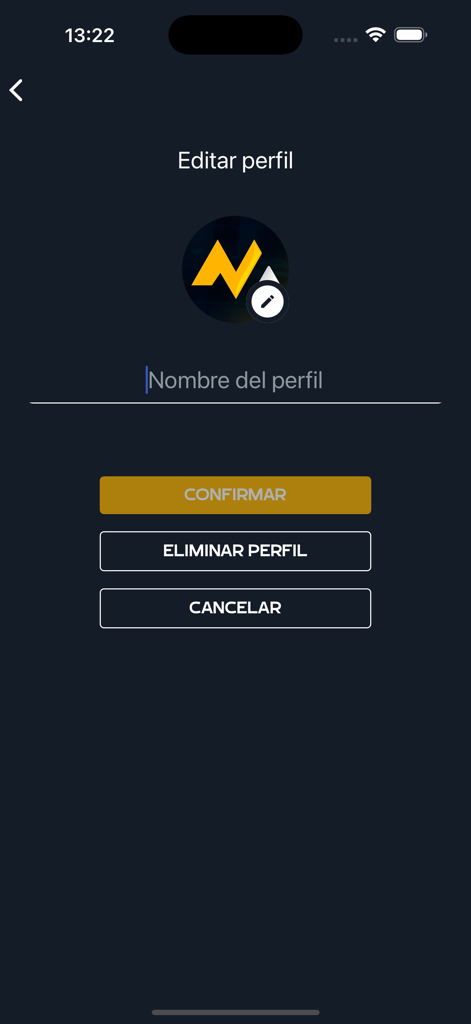 MotorPlay - Edit profile screen in the MotorPlay app with options to change user name and manage account settings.