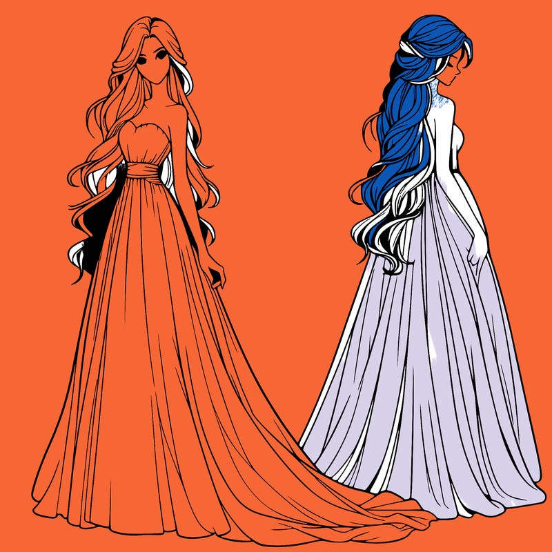 realistic woman with long flowing dress