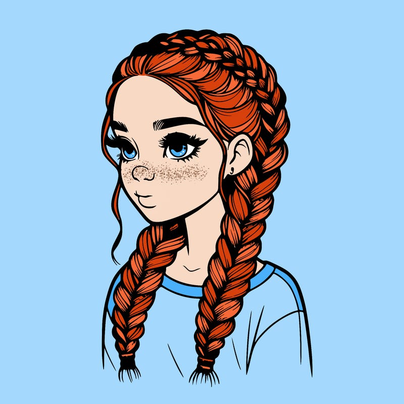 realistic girl with braids