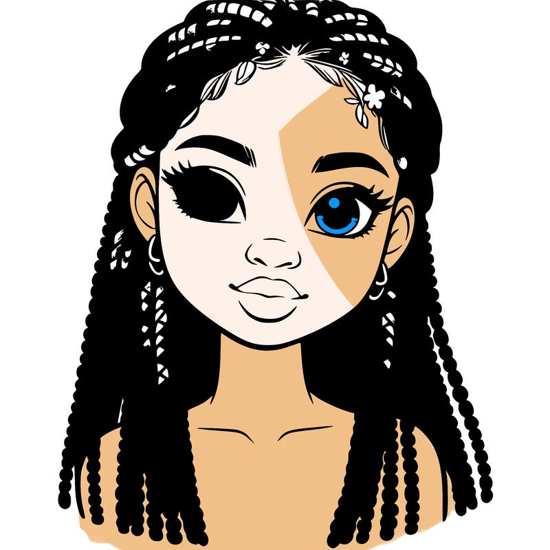 a realistic black girl with braids