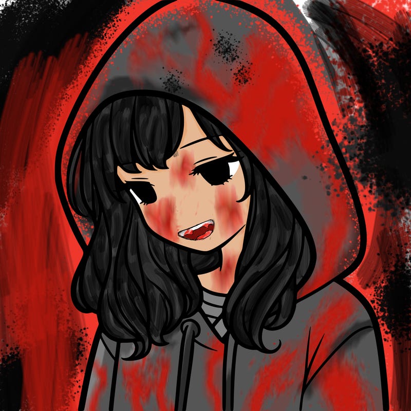 girl with a hoodie with hood over her head