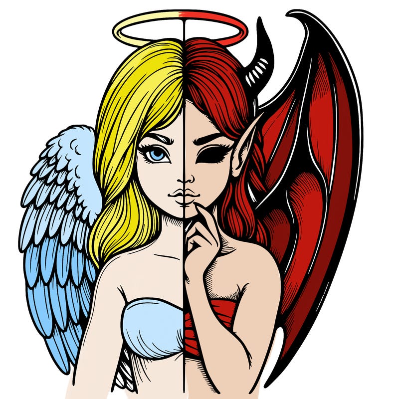 realistic angel half demon