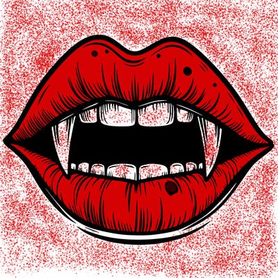 lips with vampire teeth