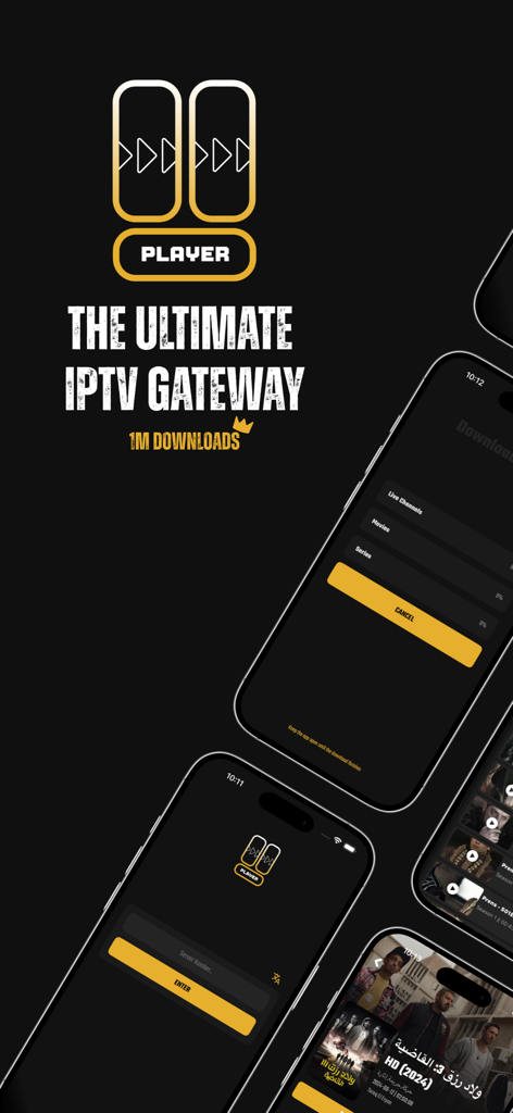 000 Player - 000 Player App-Oberfläche mit IPTV-Streaming und Inhaltsverwaltung auf dem iPhone