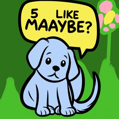 a puppy that says 5 like maybe