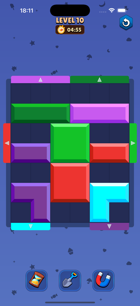 Color Block Jam Games - Captura de pantalla de la jugabilidad del juego de puzzle Color Block Jam mostrando bloques coloridos en una cuadrícula