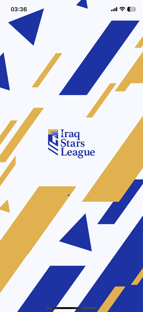 Fantasy Iraq - Iraq Stars League logo with blue and yellow geometric shapes