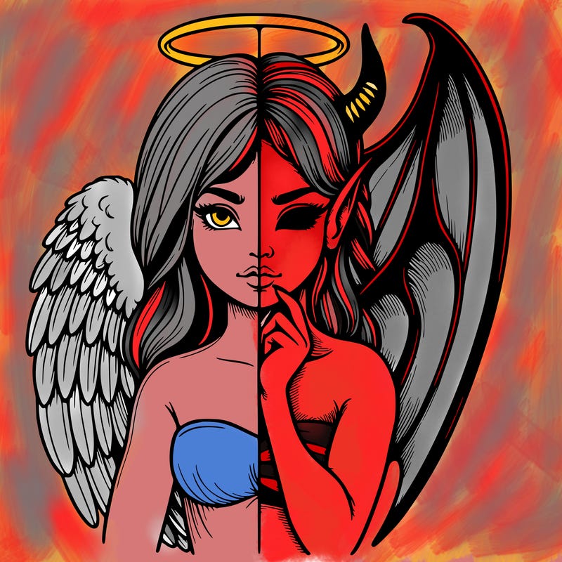 realistic angel half demon