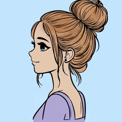 realistic girl with hair bun