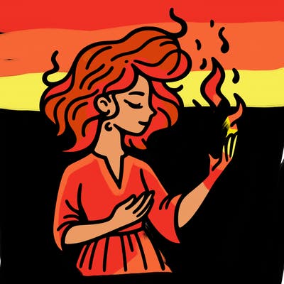woman with fire
