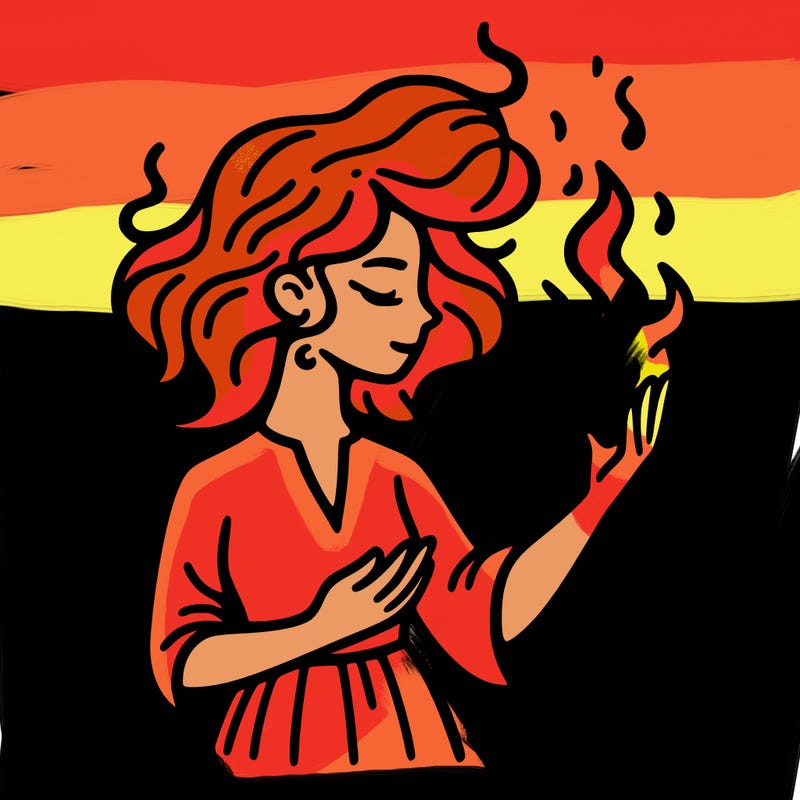 woman with fire