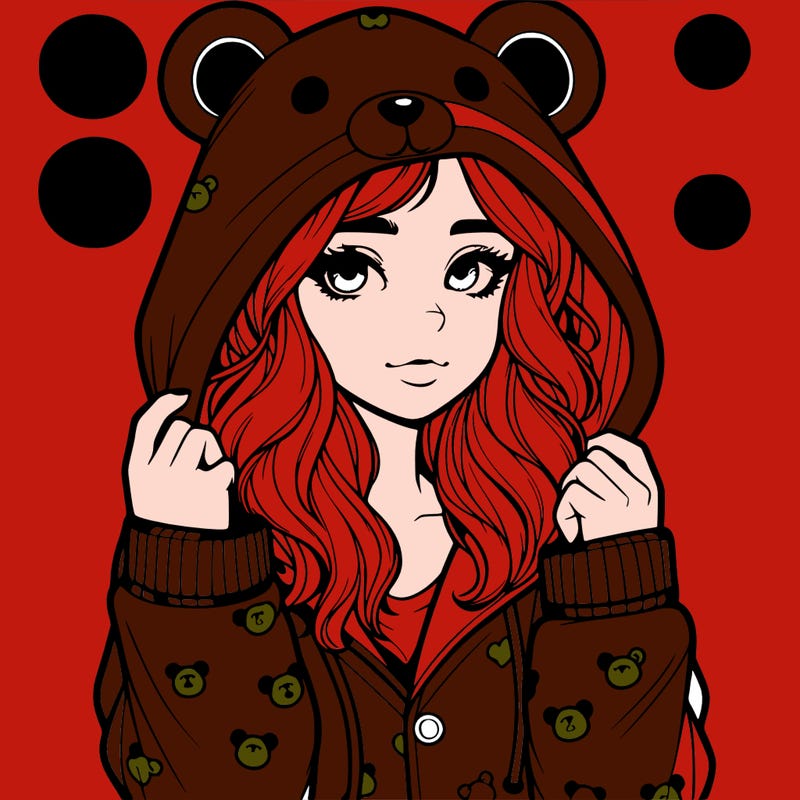 realistic girl in a animal pjs hoodie