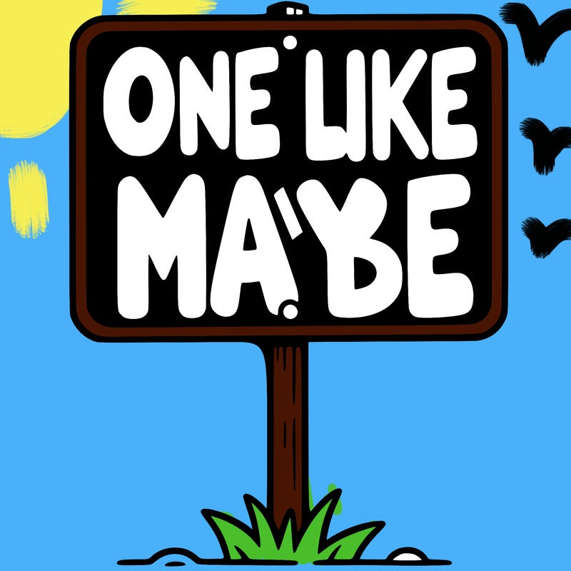 a sign that says one like maybe