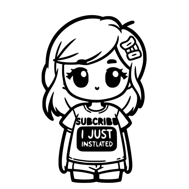 girl t-shirt marked on it subscribe i just installed