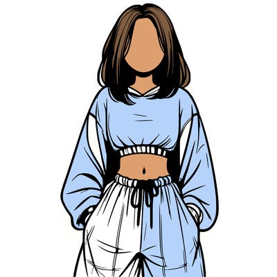 realistic girl faceless with baggy pants and a crop top