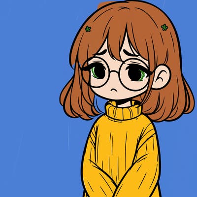 sad girl with glasses in a sweater
