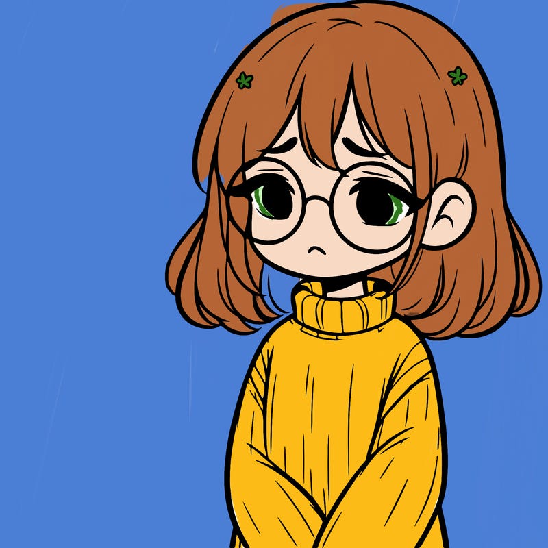 sad girl with glasses in a sweater