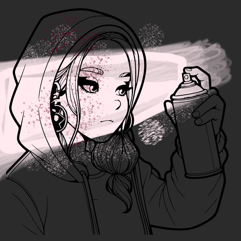 a realistic girl, spray painting