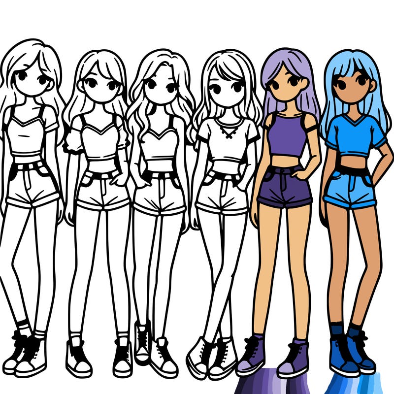 a group of girls wearing crop tops and shorts