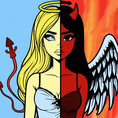 devil vs angel realistic girl