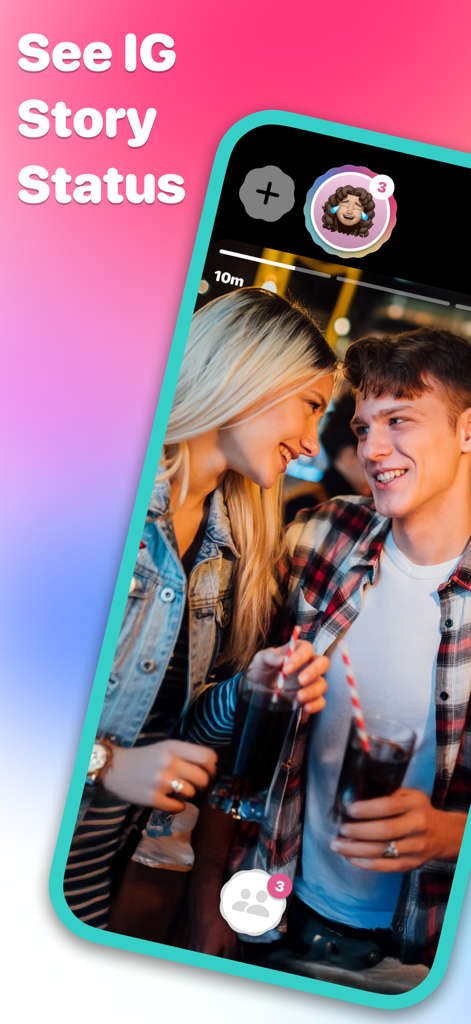 Peep - IG Story Viewer - Peep app interface showing an Instagram story status and multi account management feature